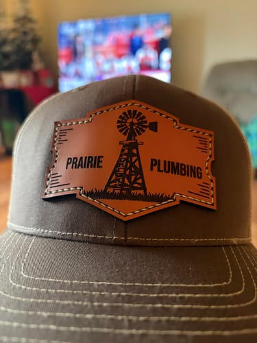 Customer photo review of Richardson 112 Genuine Leather Patch Hats Laser Engraved