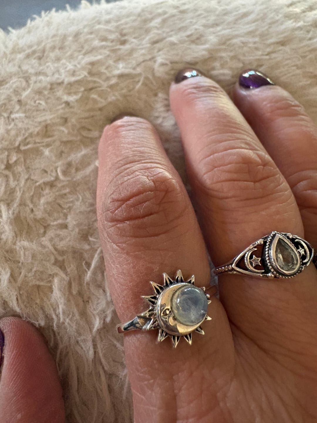 Customer photo review of Aquamarine Stars Moon Ring Sterling Silver