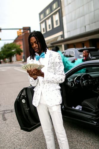 Customer photo review of Men's  Silver Falling Stars White  Sequin Jacket