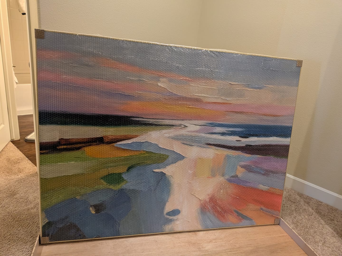 Customer photo review of Colorful Ocean And Sky Abstract Textured Wall Art #OS134