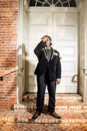 Customer photo review of Mens 2-Piece Gold Embroidered Velvet Black Dinner Jacket