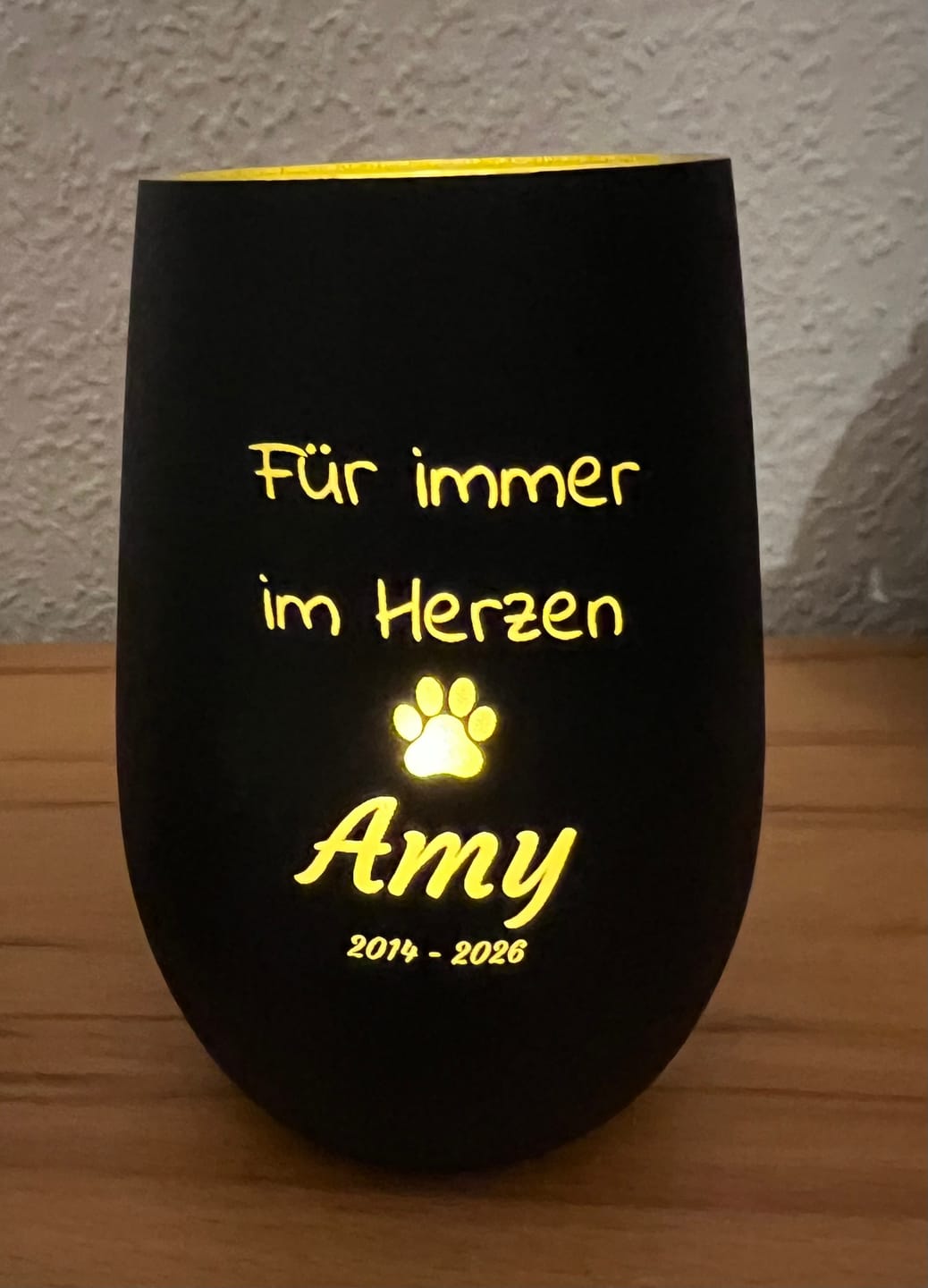 Customer photo review of Personalisiertes Gedenklicht