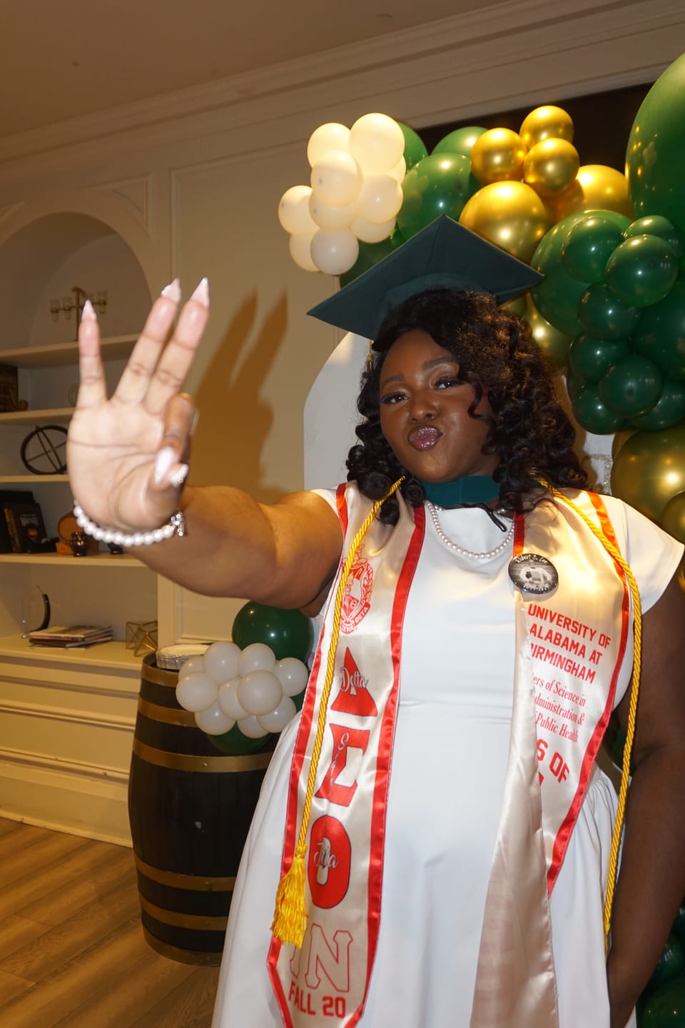 Customer photo review of Personalized Delta Sigma Theta Cream Graduation Stole School And Org Style