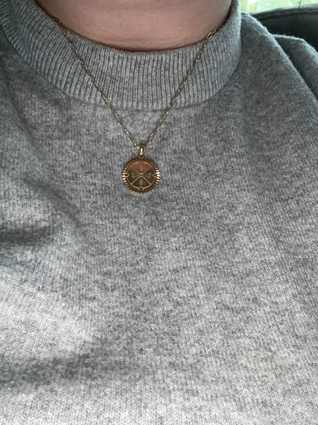 Customer photo review of Engravable Compass Necklace