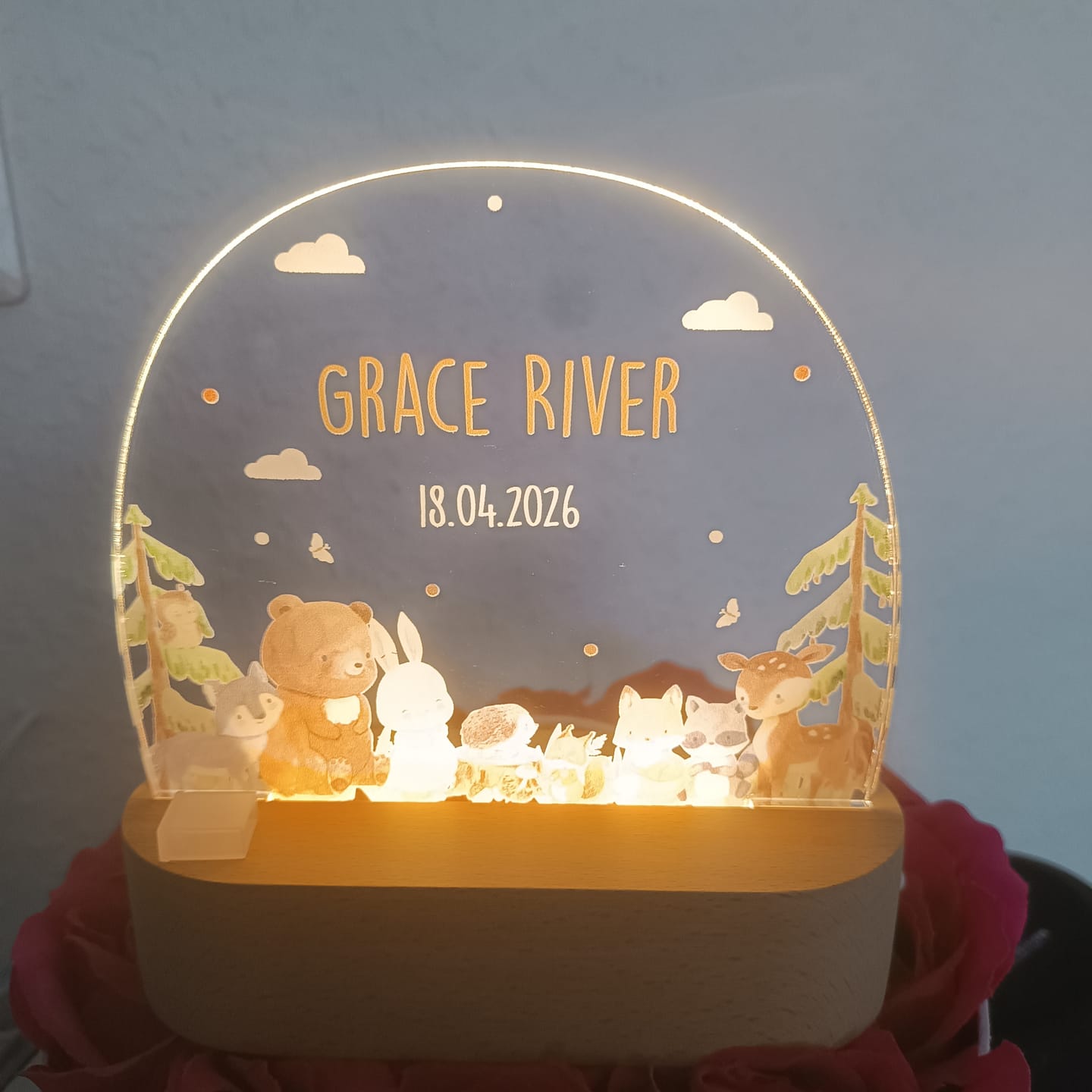 Customer photo review of Nachtlicht Kinder personalisiert - Niedliche Waldtiere