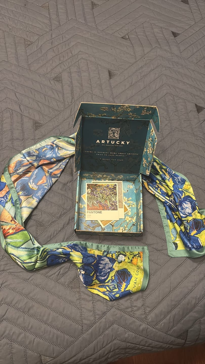 Customer photo review of Van Gogh Irises Uzun Fular