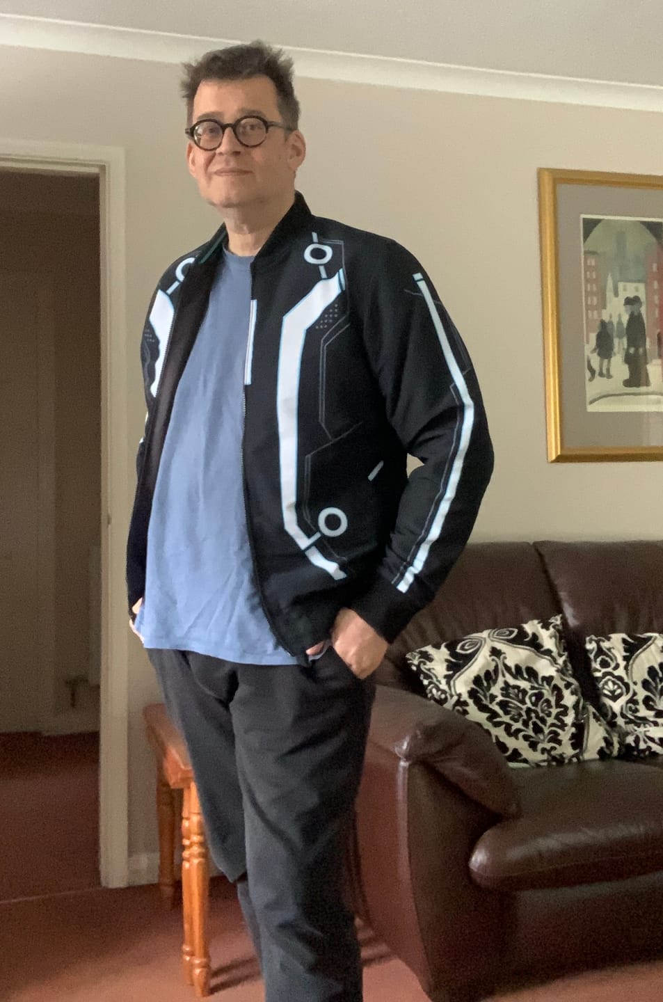 Customer photo review of Disney's Tron Legacy "Light Suit" – Reversible Bomber Jacket