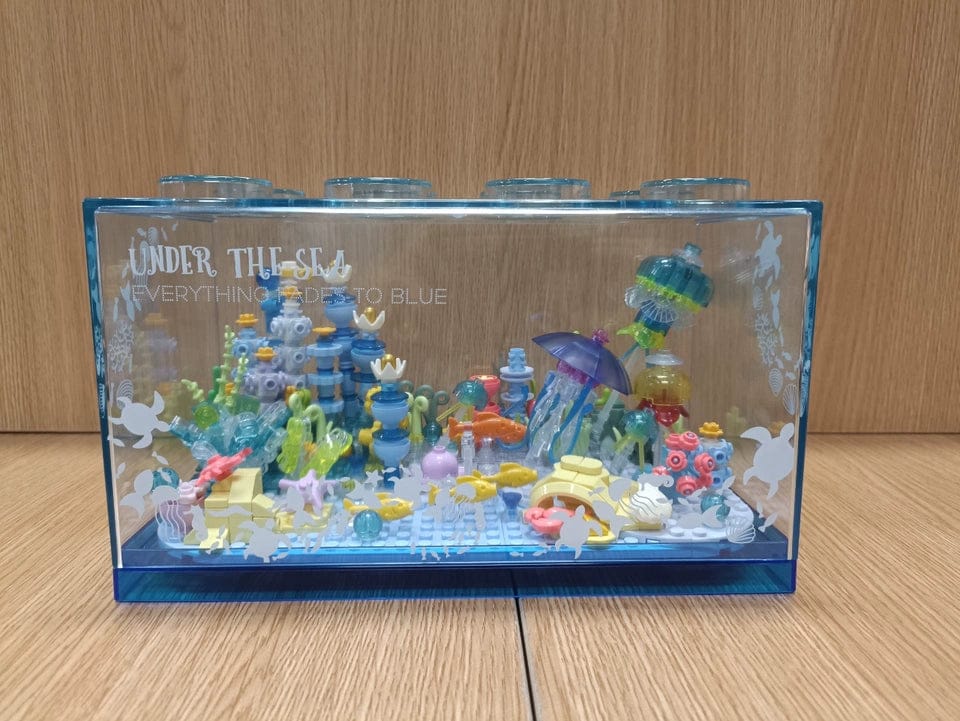 Customer photo review of Fish Tank Aquarium Building Block Set with Light Ocean Under the Sea Brick Kit Toys
