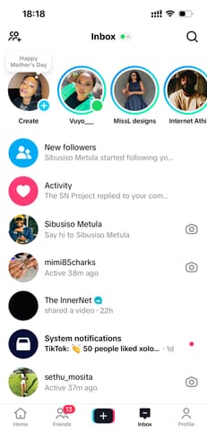 Customer's submitted image of a social media app screen.