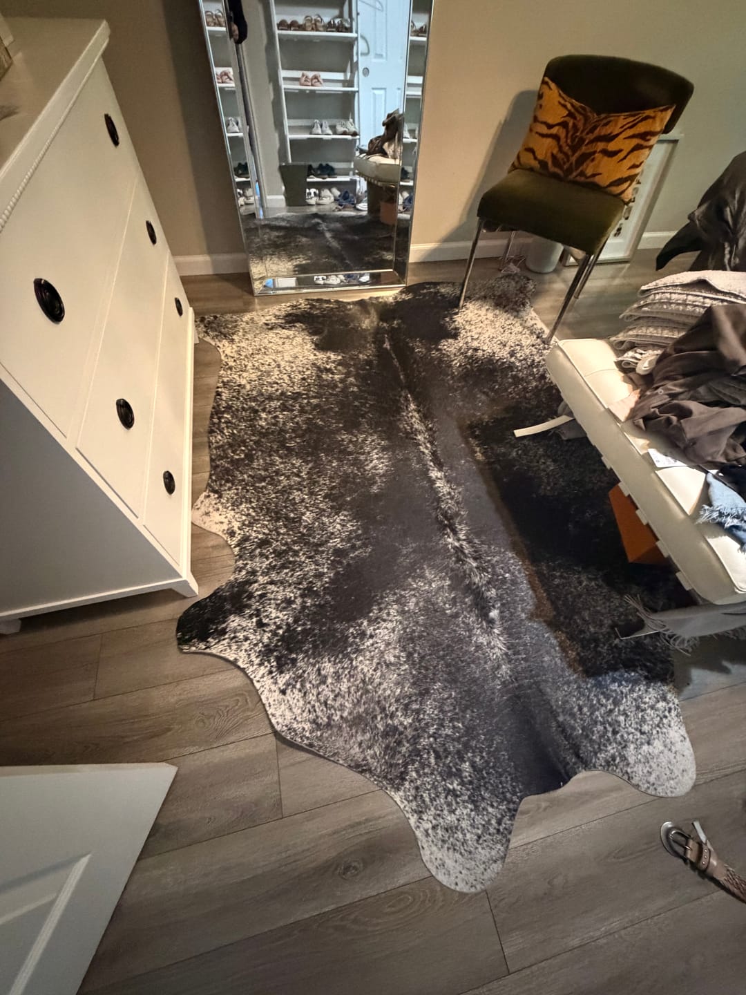 Customer photo review of Black Salt & Pepper Natural Cowhide Rug - X-Large 7' 2"H x 5' 7"W