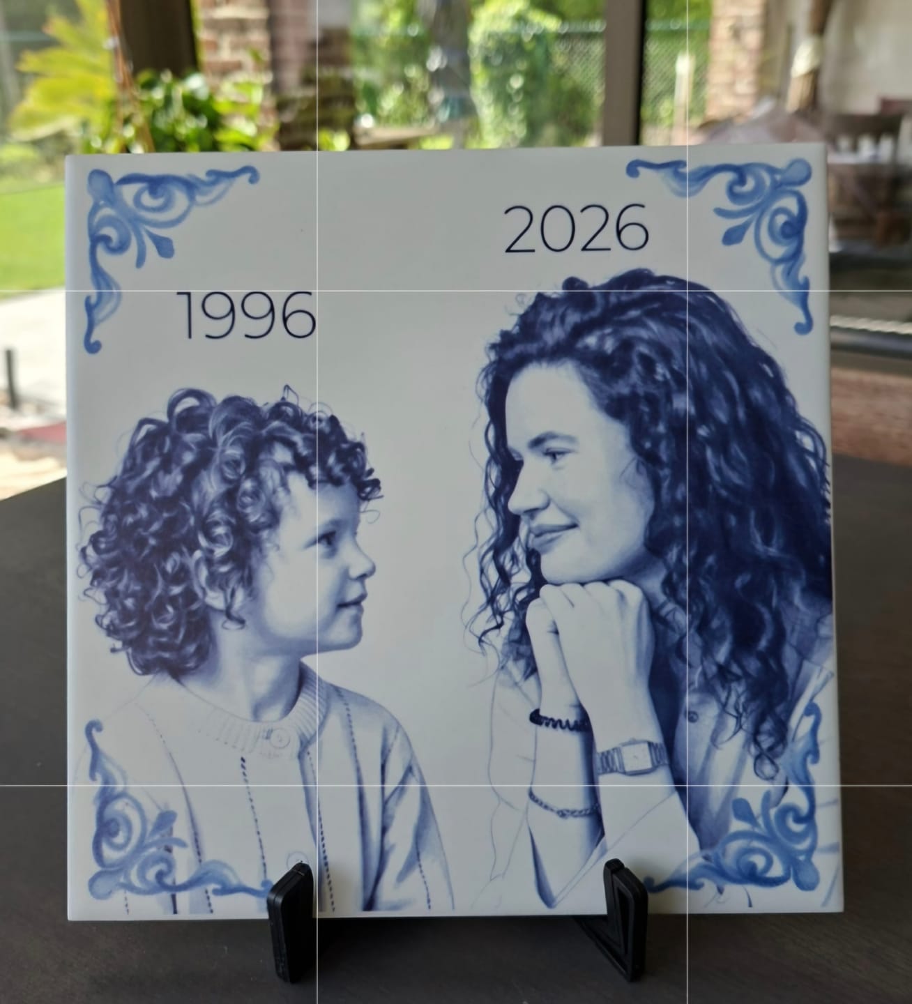Customer photo review of Delfts Blauw tegeltje bedrukken met jouw foto