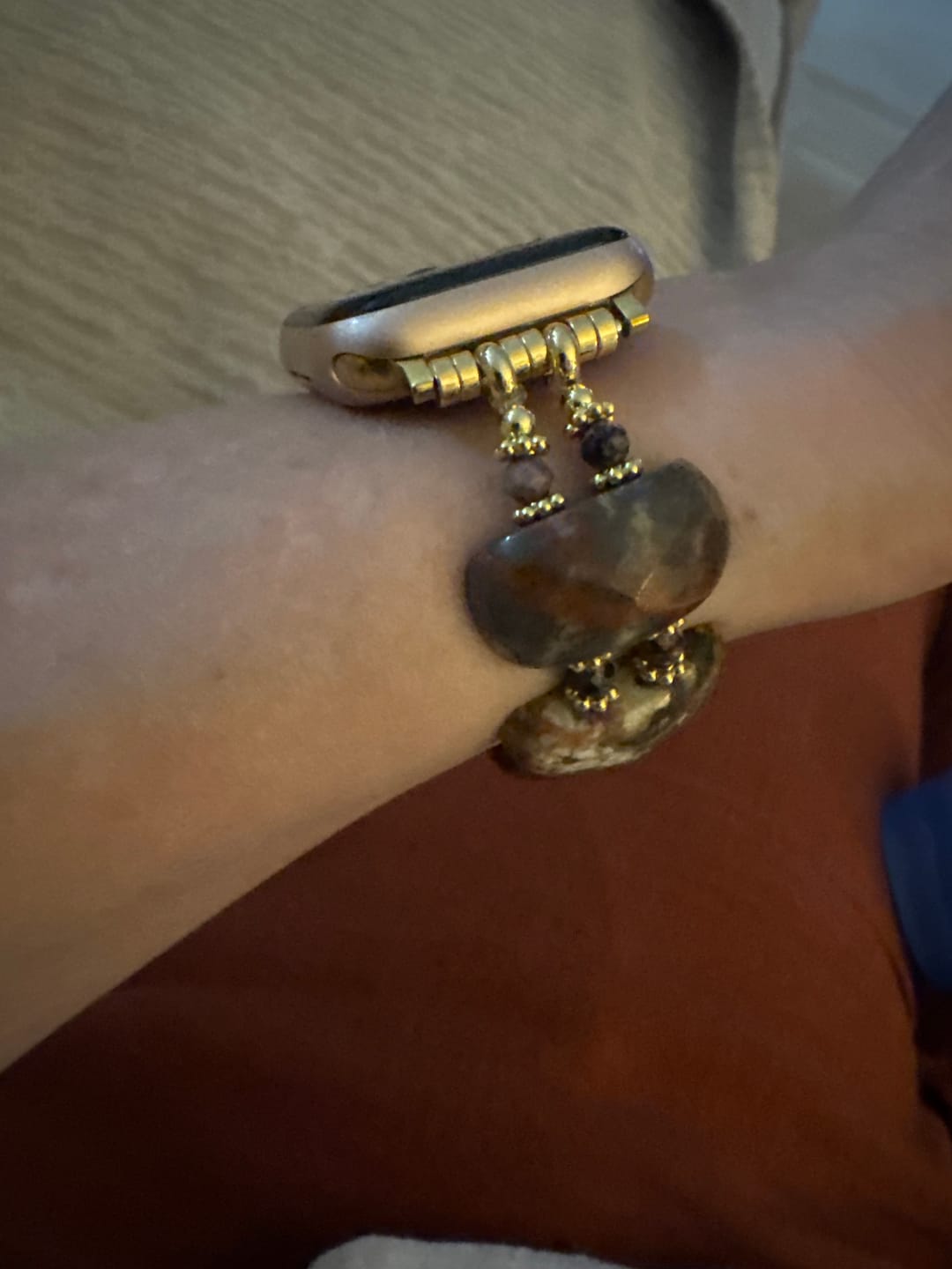 Customer photo review of Desert Horizon Agate Stretch Apple Watch Strap