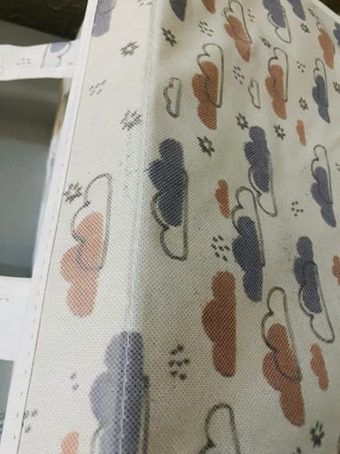 Customer photo review of Diaper Caddy with Lid- Dreamy Clouds Warm Neutral tones (Available in 2 colors)
