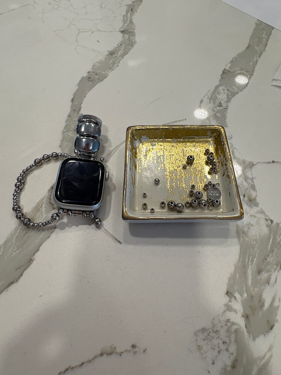 Customer photo review of Platinum Noir Stretch Apple Watch Strap