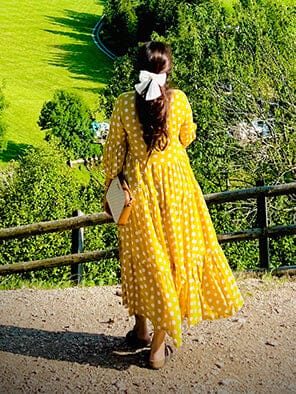 Customer photo review of Bonjour Yellow Polka Modal Maxi Dress