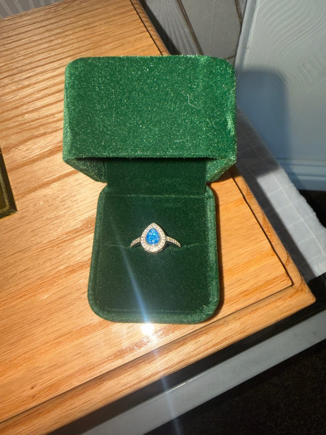 Customer photo review of Droplet Halo Full Cubic Zirconia Keepsake Ring