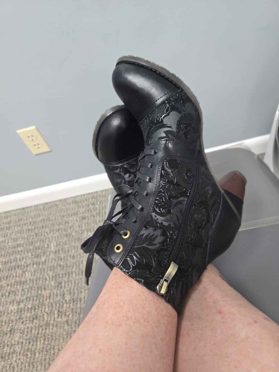Customer photo review of Timeless Grace Floral Lace-Up Ankle Boots
