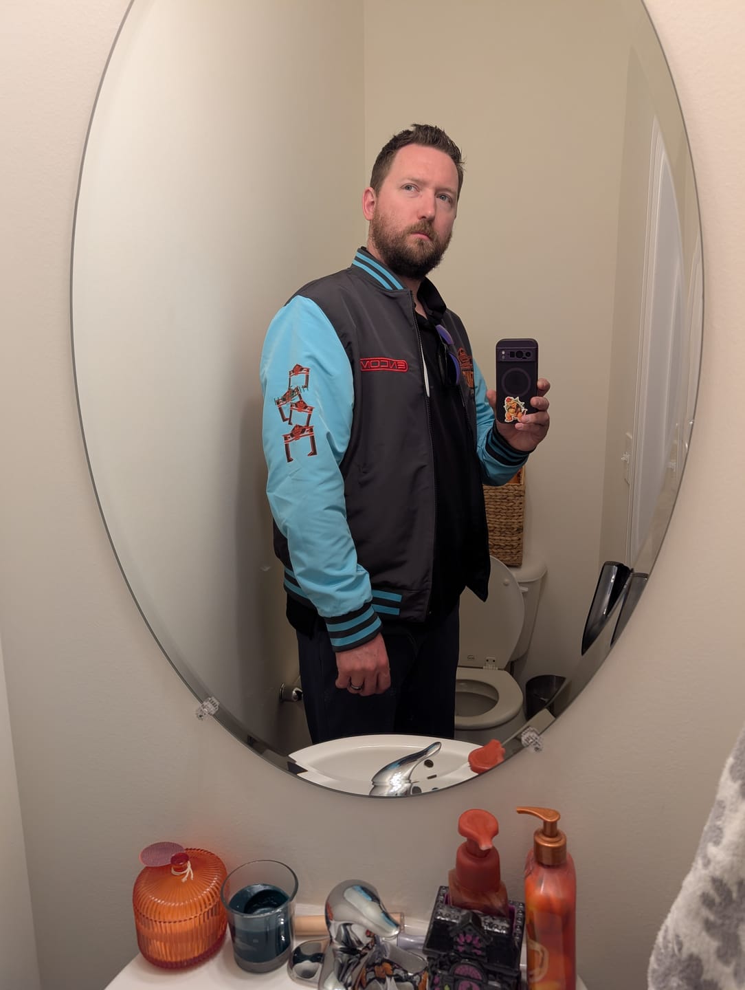 Customer photo review of Disney's Tron Legacy "Light Suit" – Reversible Bomber Jacket