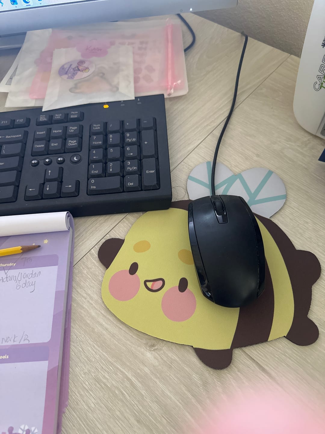 Customer photo review of Bumblebutt Mini Desk Pad | Kawaii Bee Desk Mat | Cottagecore Desk Decor