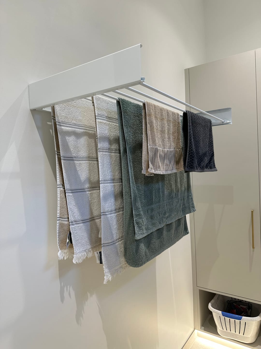 Customer photo review of Wall Mounted Drying Rack - Foldable Indoor and Outdoor Drying Rack