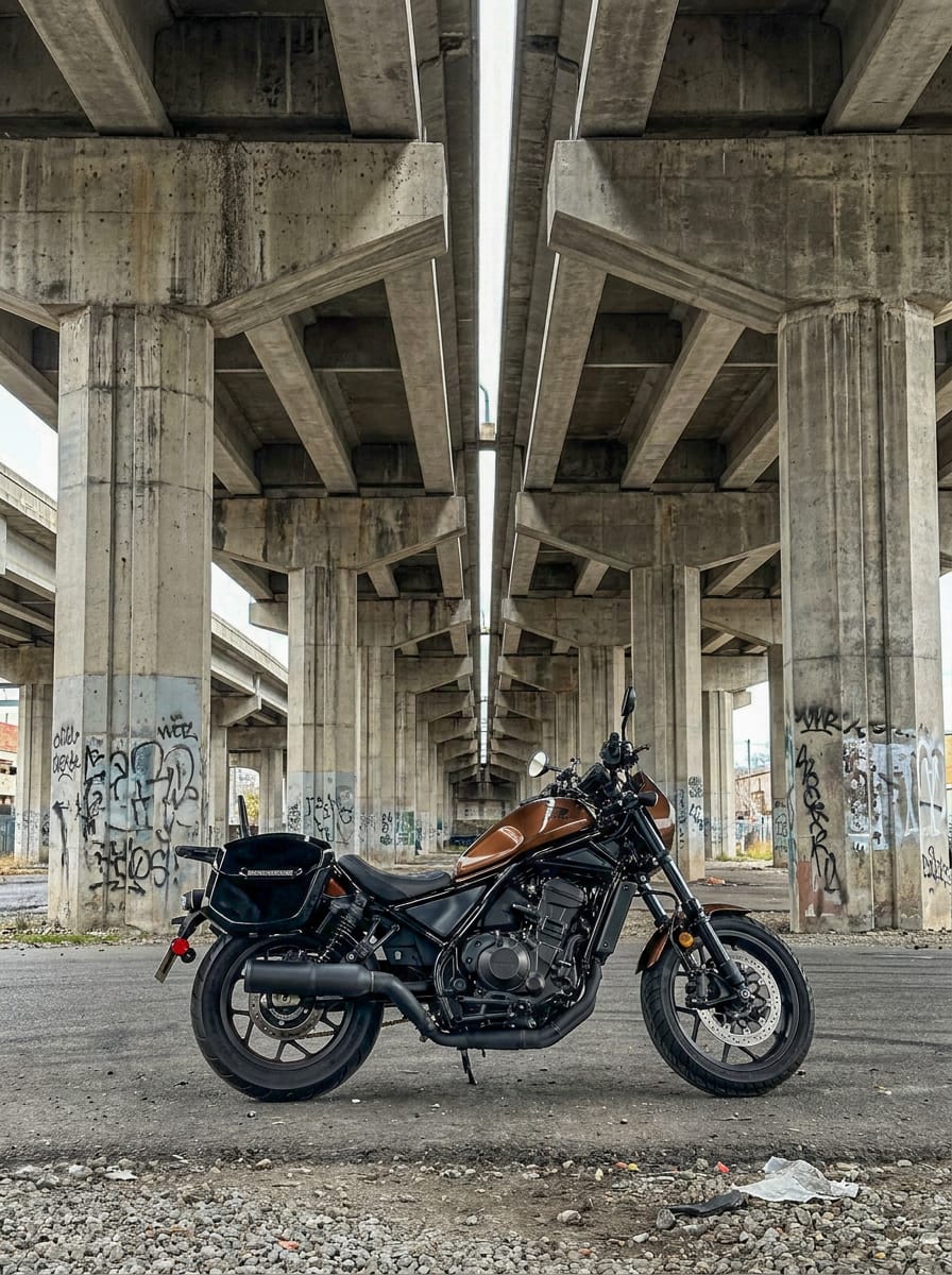 Customer photo review of 24L - Ironclad Quick-Mount Medium Honda Rebel 1100 Painted Hard Saddlebags