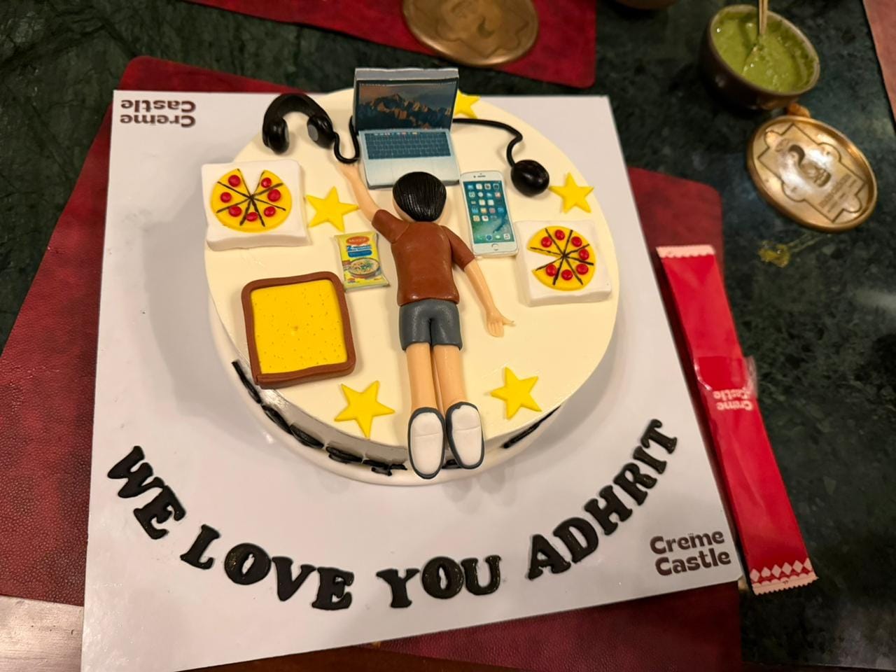 Customer photo review of Lazy Laptop Lover Custom Cake
