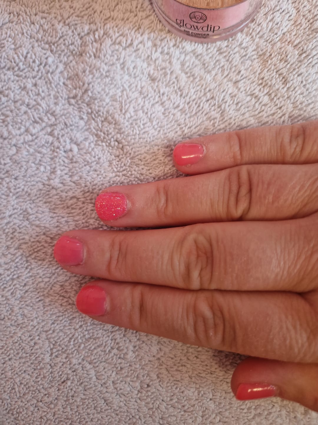 Customer photo review of Sweet Pink Bling Dipping Powder