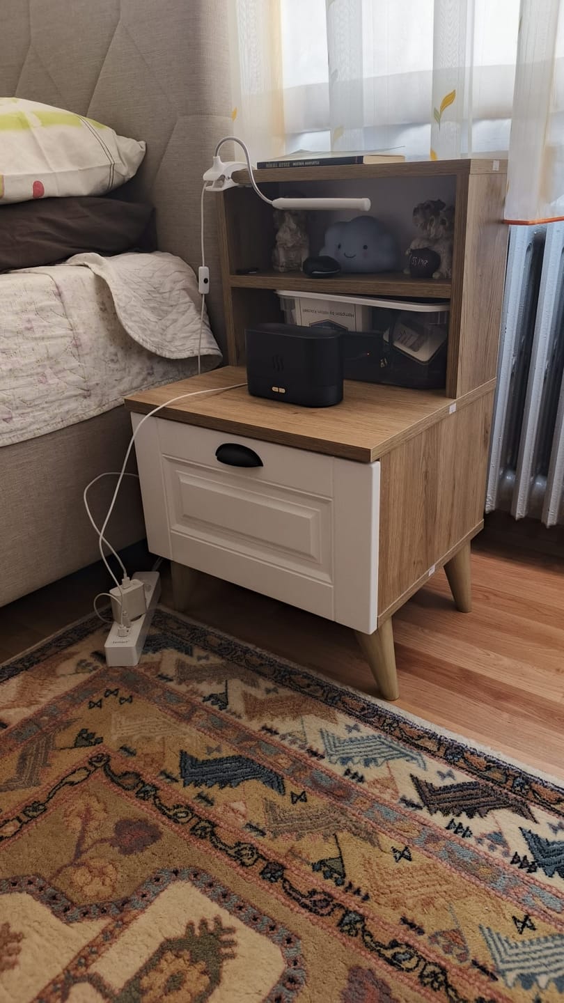 Customer photo review of Rani BD105 Komodin 2 Raflı Membran Çekmeceli Komodin Sepet Ceviz - Beyaz