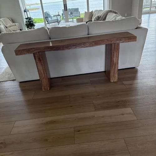 Customer photo review of Solid Wood Accent Table – Modern Sculptural Tri-Branch Design