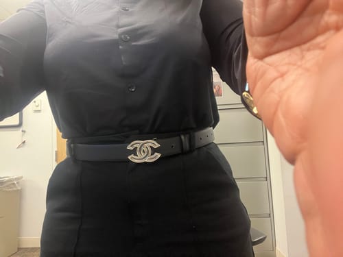 Customer photo review of CHANEL BELT 3CM IN BLACK LAMBSKIN SILVER HARDWARE