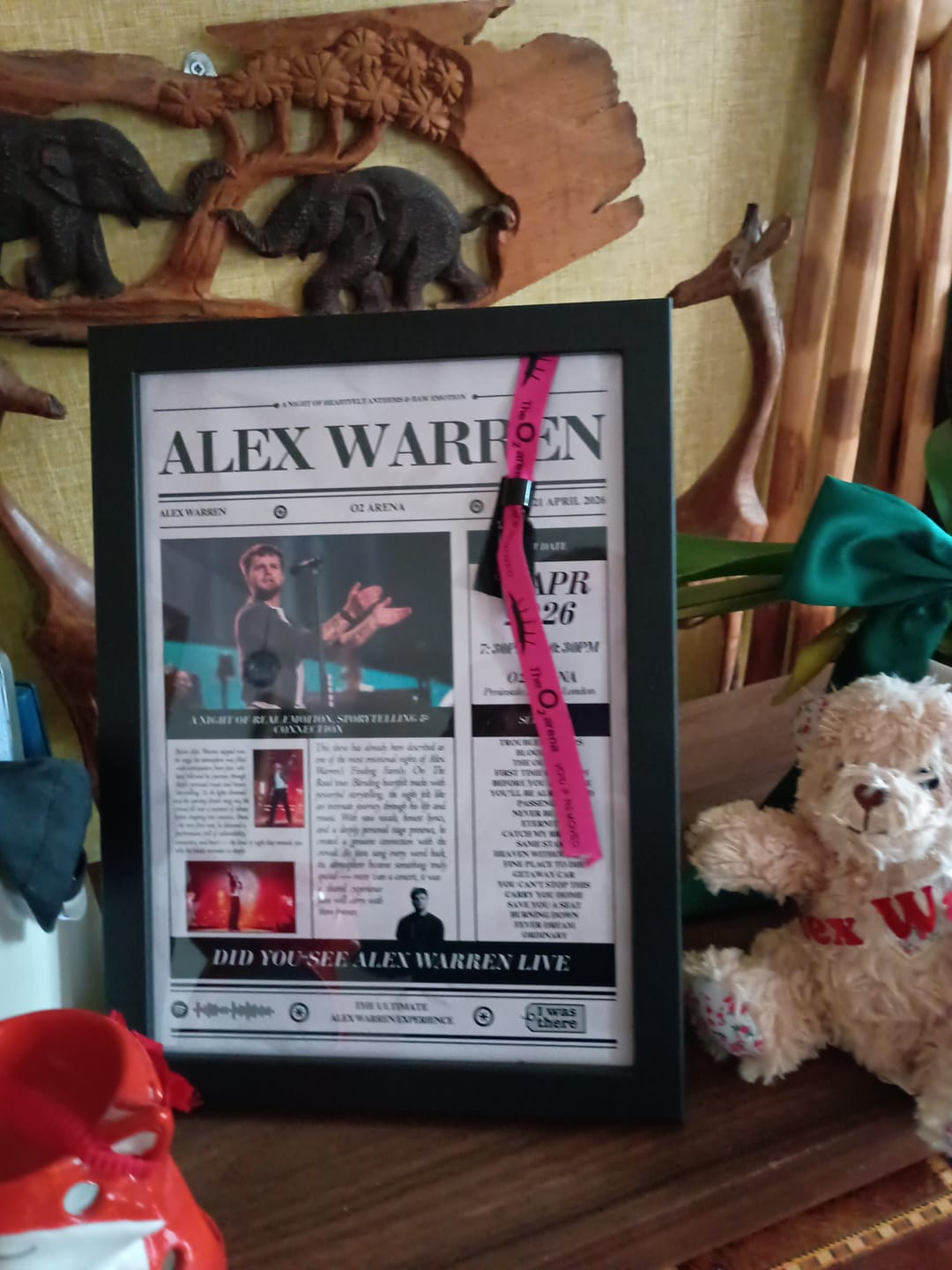 Customer photo review of Alex Warren - Personalised Newspaper Style Concert Poster