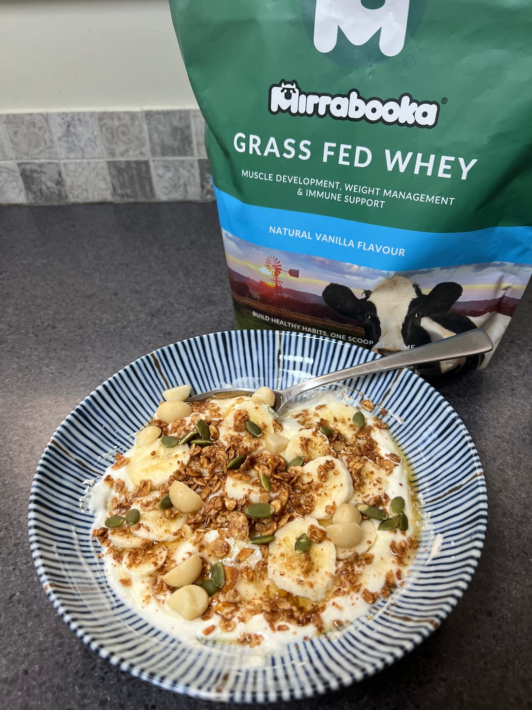 Customer photo review of Grass Fed Whey Protein Vanilla 2.5kg (83 servings)
