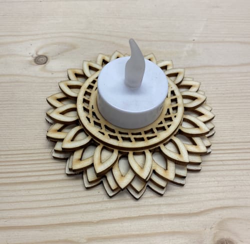 Customer photo review of Wooden sunflower candle holder laser cut svg file