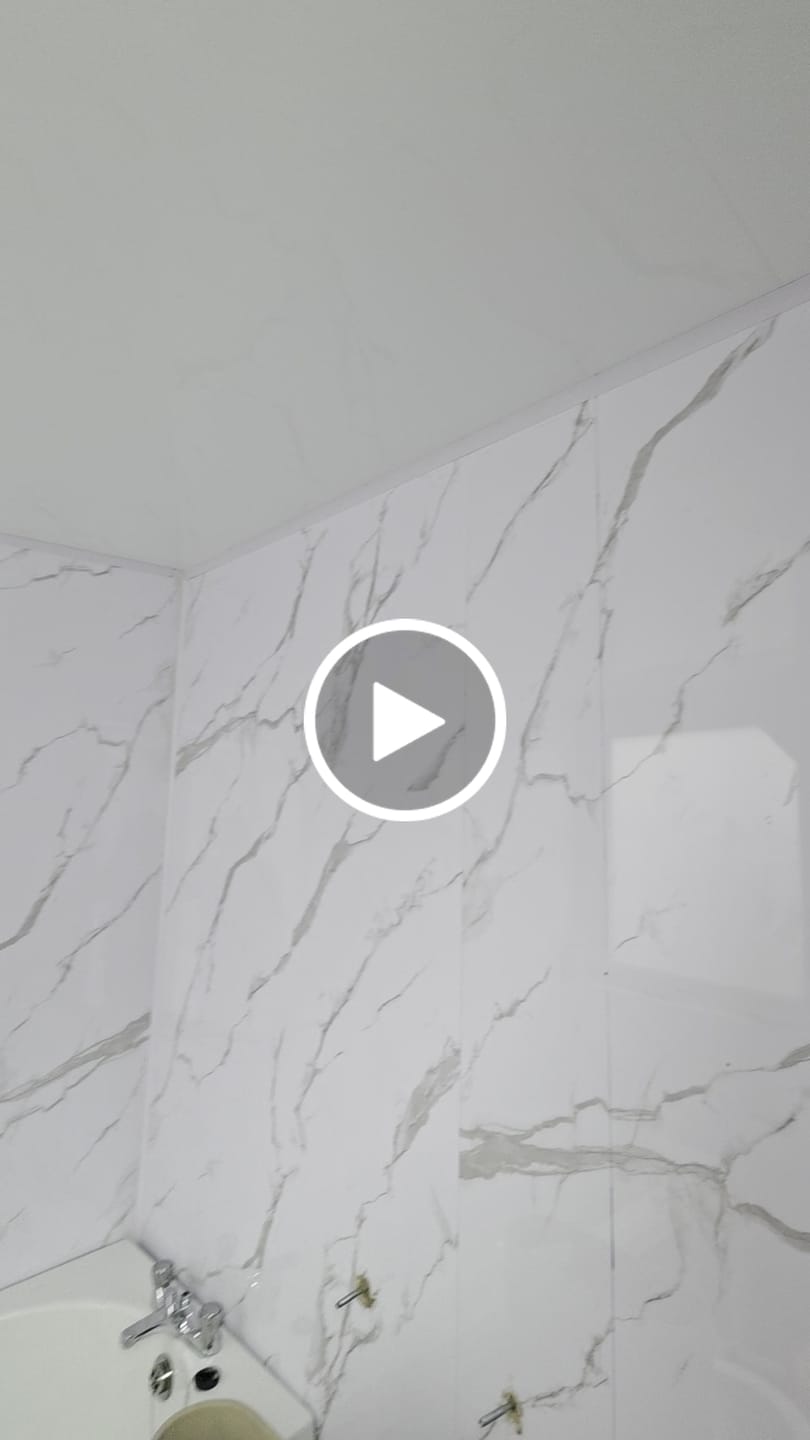 Customer video review of Shower Wall Panel Waterproof Bathroom Cladding - Carrara White Marble Gloss Premium 1m x 2.4m