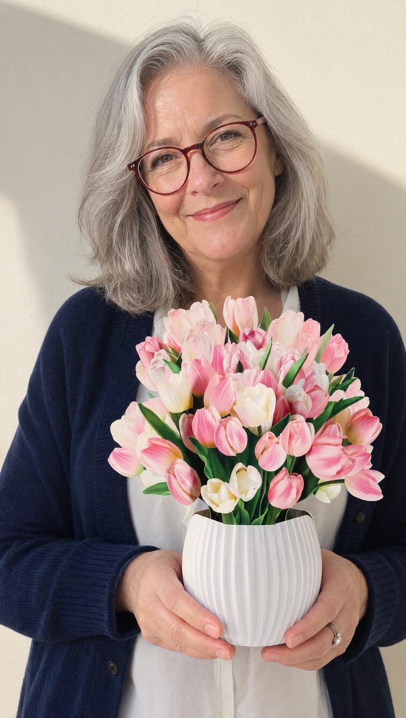 Customer photo review of Tulip Kisses Pop-Up Bouquet