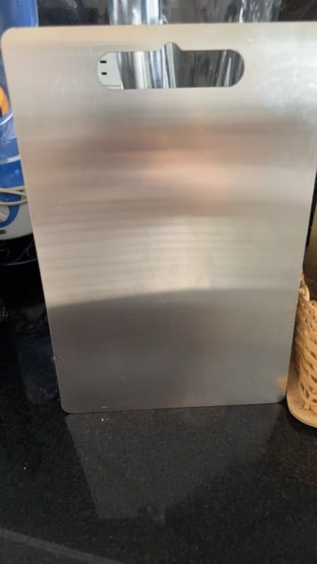 Customer photo review of Stainless Steel Cutting Board – Hygienic Kitchen Essential