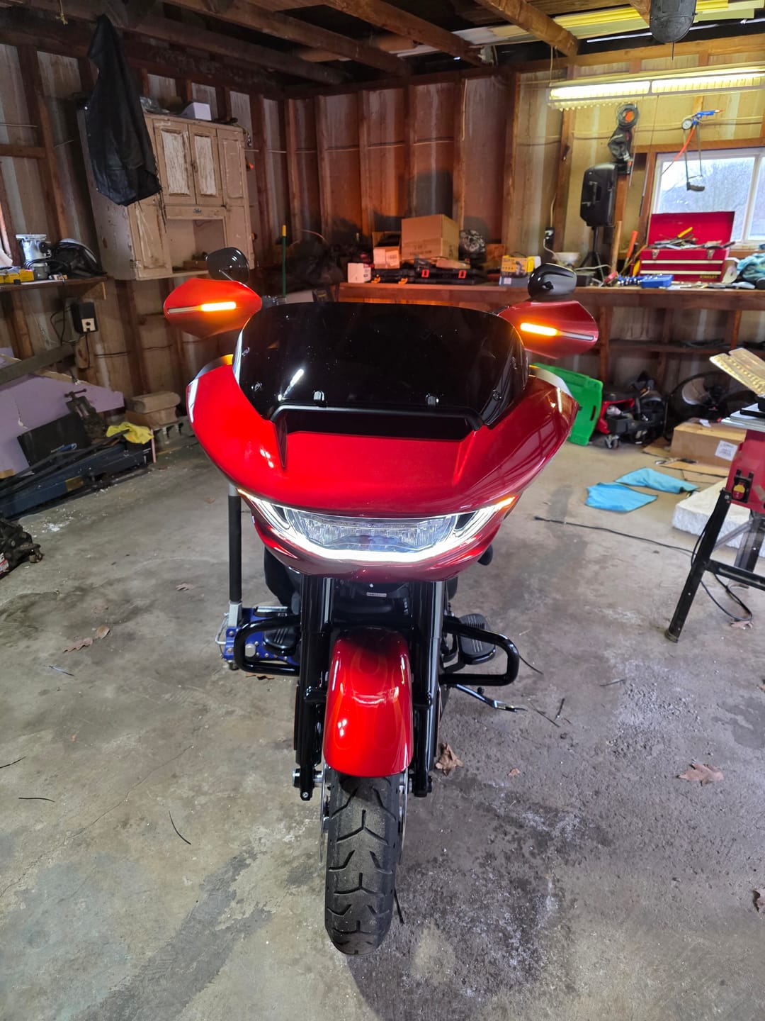 Customer photo review of Color Matched hand guard with LED for Touring & Softails