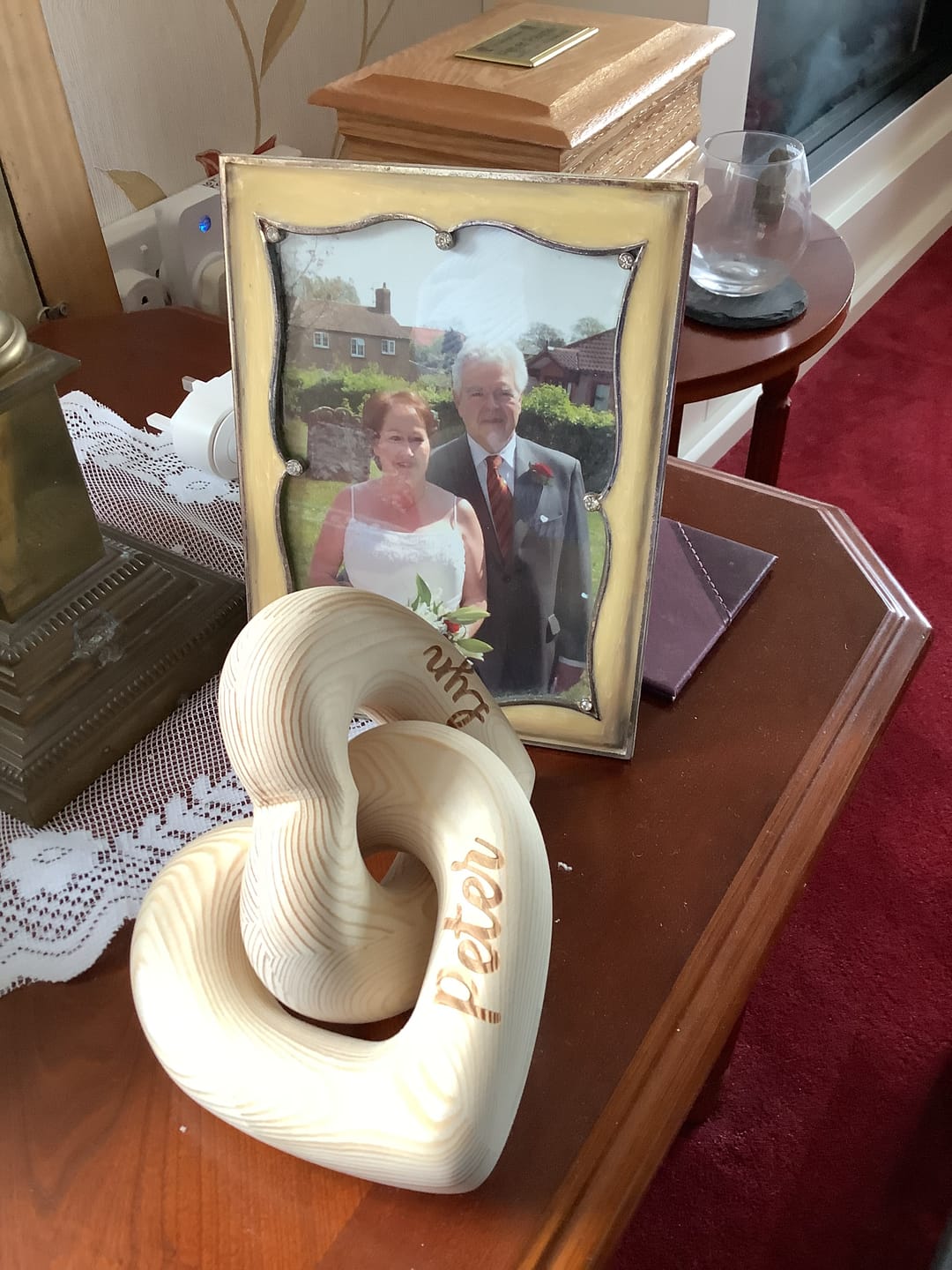 Customer photo review of Romantic Couple - Personalized Infinity Heart Sculpture