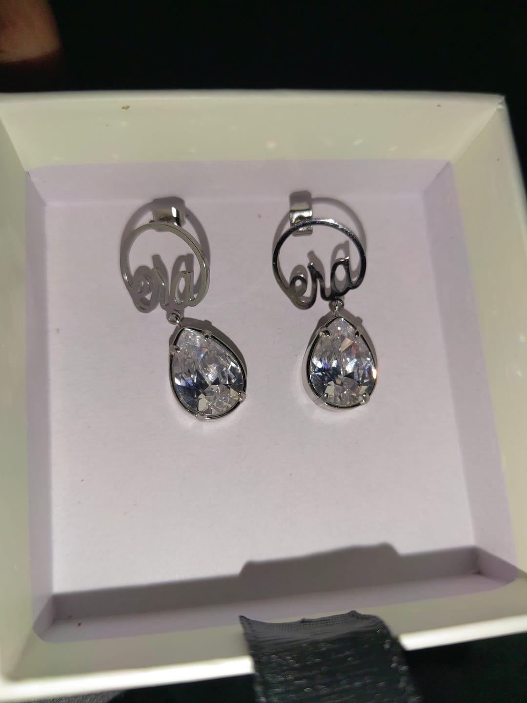 Customer photo review of Silver Era Teardrop Earrings
