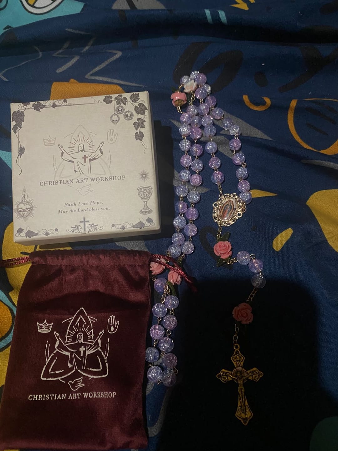 Customer photo review of Christianartworkshop Virgin Mary with Rose-Accented Rosary: Timeless Faith & Floral Faith Symbol