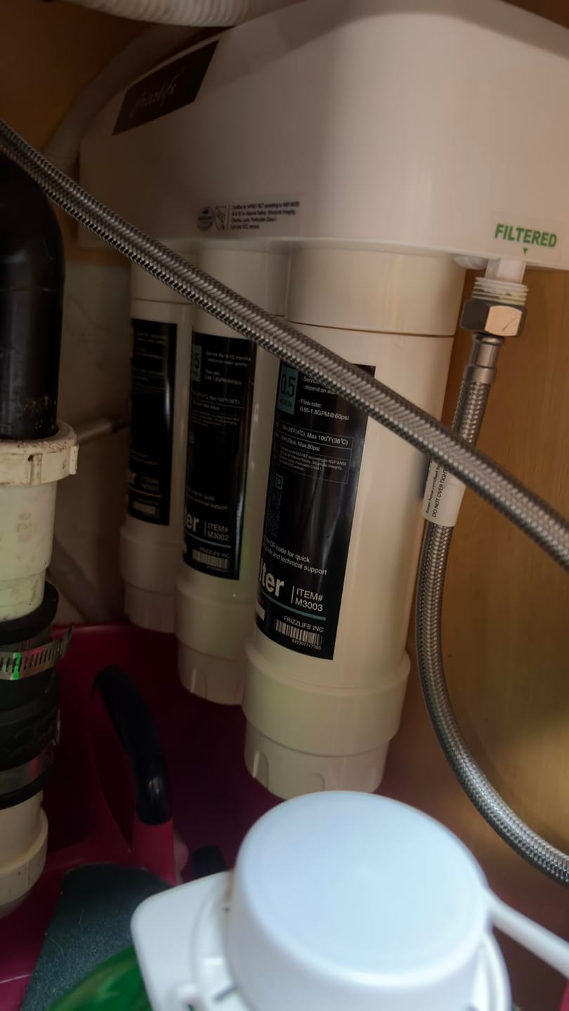 Customer photo review of Frizzlife 3-Stage Direct-Connect Under-Sink Water Filter System, SK99-NEW