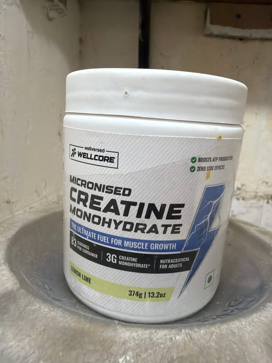 Customer photo review of Wellcore - Pure Micronised Creatine Monohydrate | Lemon Lime (374g, 83 servings)