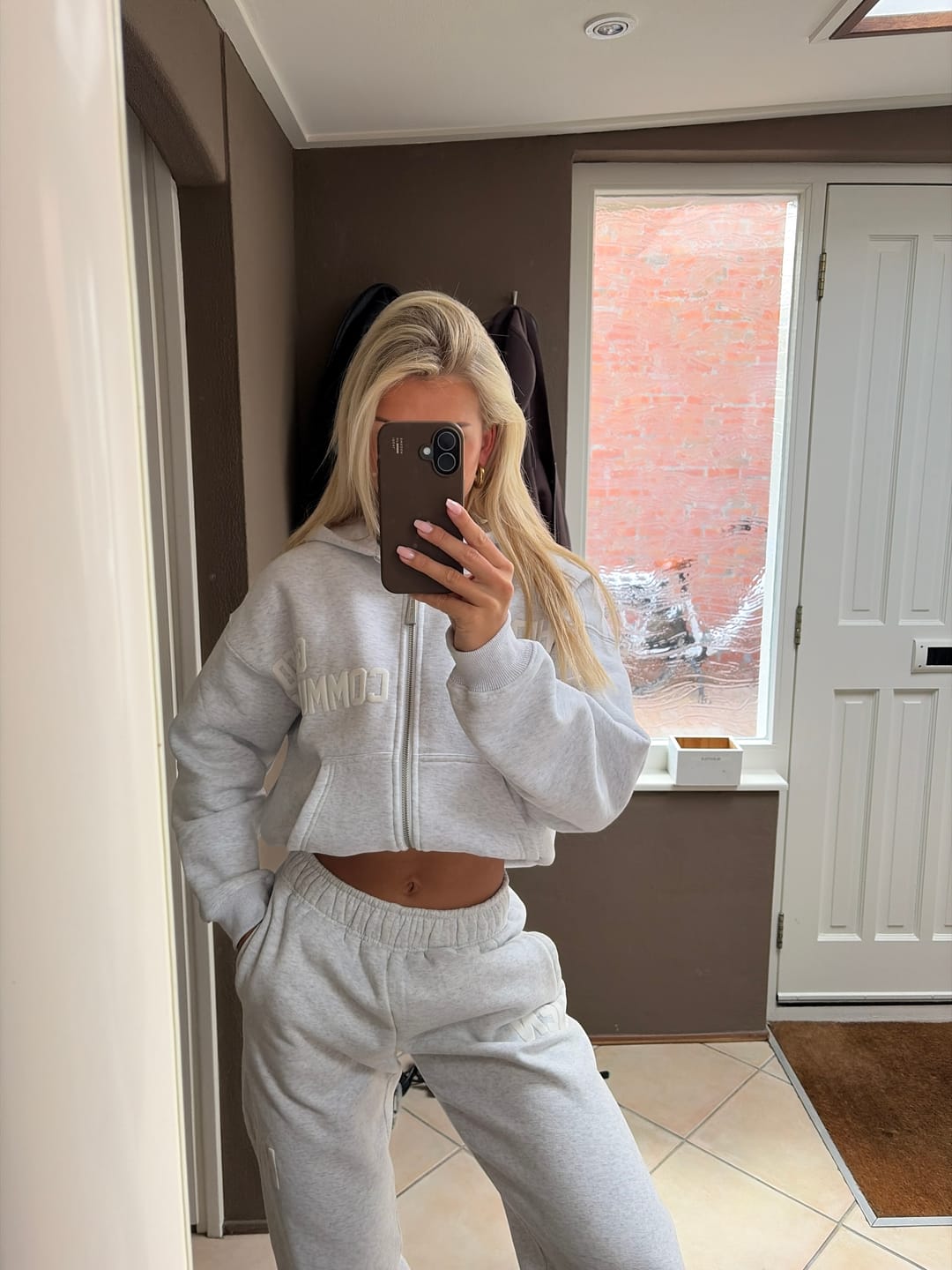 Customer photo review of GATED COMMUNITY ZIP HOODIE LIGHT GREY