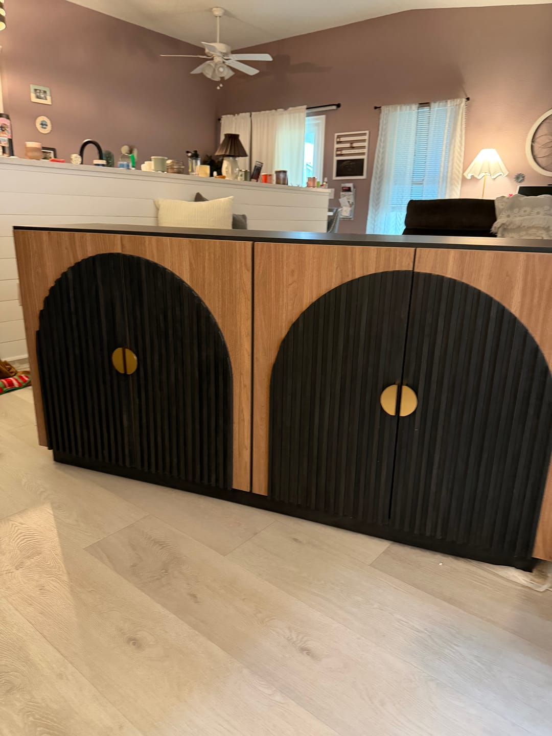 Customer photo review of 65" Arched Modern Fluted Sideboard Buffet Cabinet