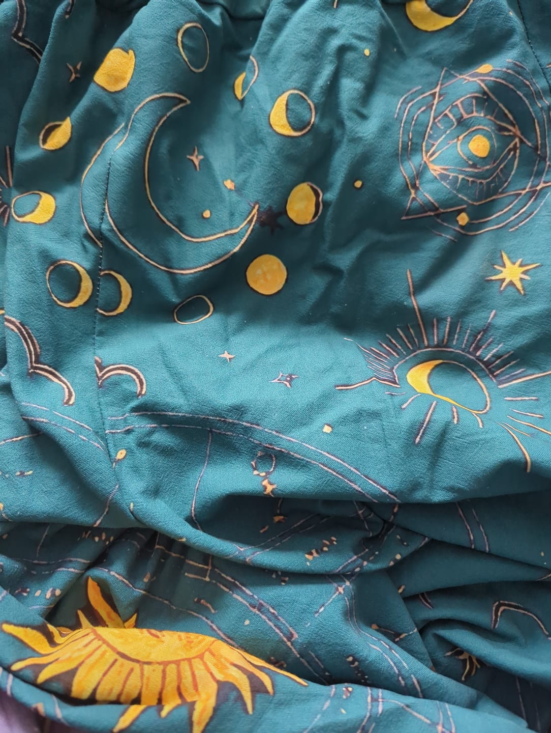 Customer photo review of Buddha Stones Cotton Gorgeous Sun Moon Star Constellation Cloud Pattern Women's Elastic Waist Harem Pants