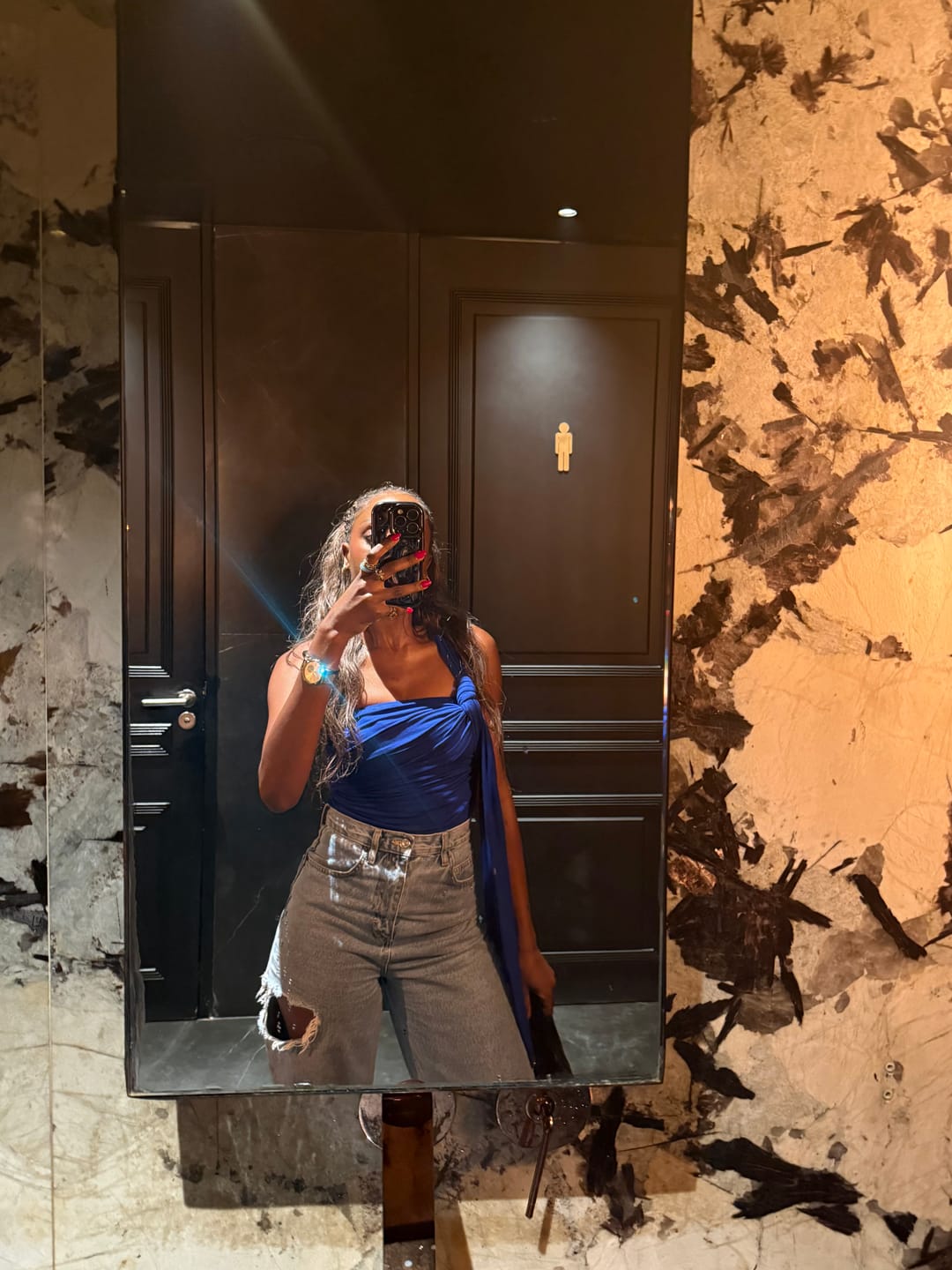 Customer photo review of Iris Wrap Top - Electric Blue