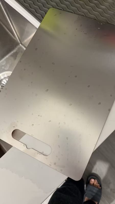 Customer photo review of Stainless Steel Cutting Board – Hygienic Kitchen Essential