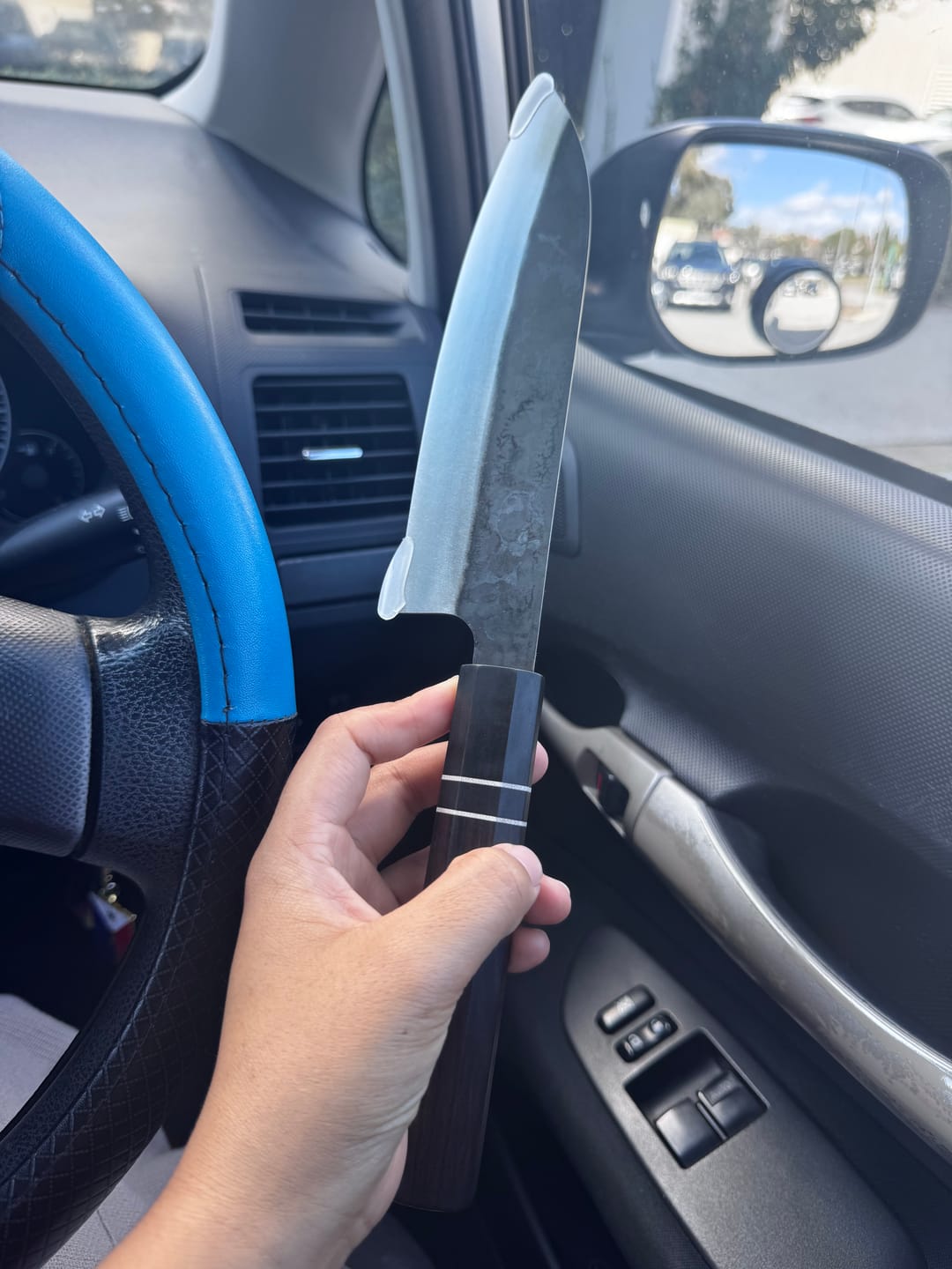Customer photo review of Gyuto Blue Steel Ebony Wood Handle
