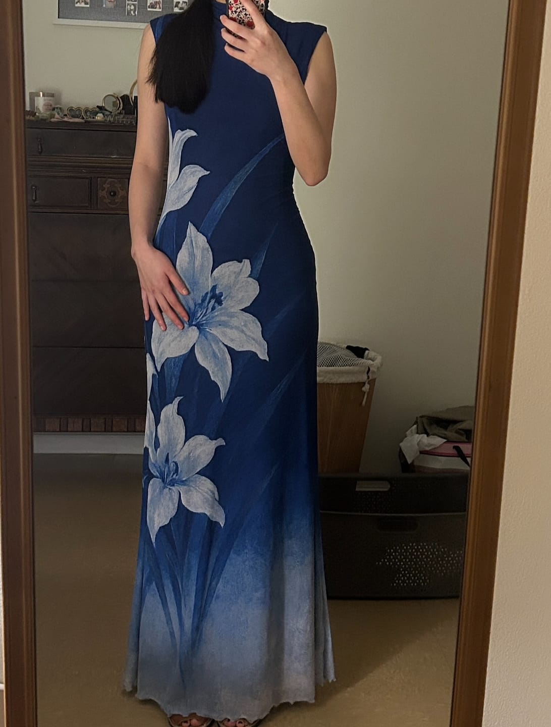 Customer photo review of Lan Ting 兰亭 Orchid Pavilion New Chinese Style Ombre Sleeveless Qipao