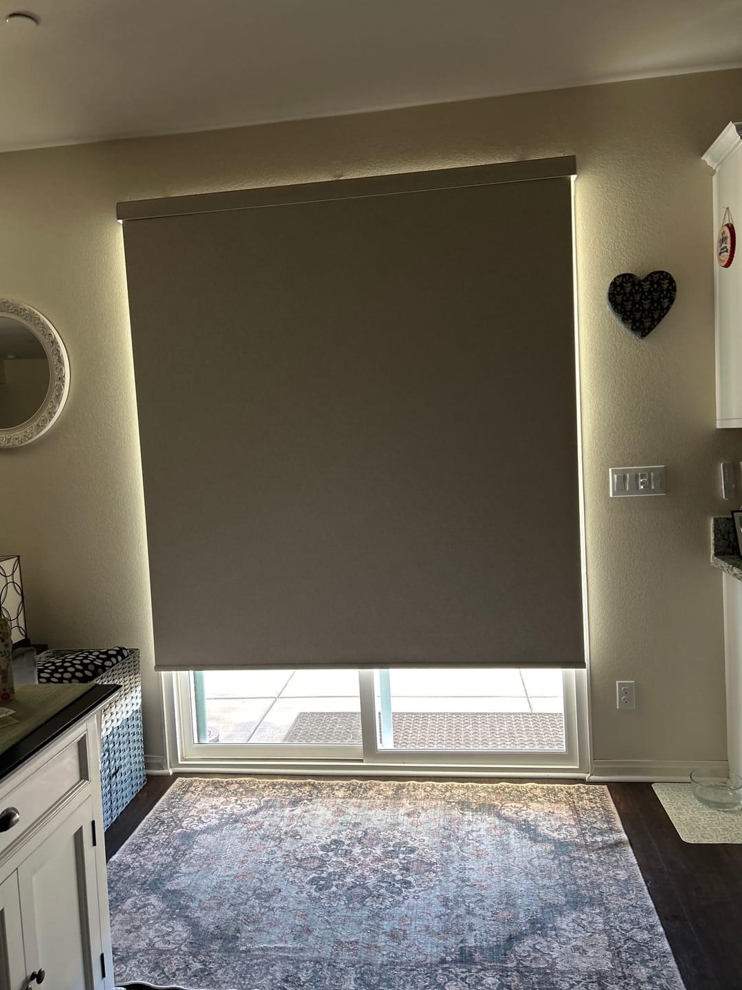 Customer photo review of SmartWings Motorized Roller Shades 100% Blackout Safari